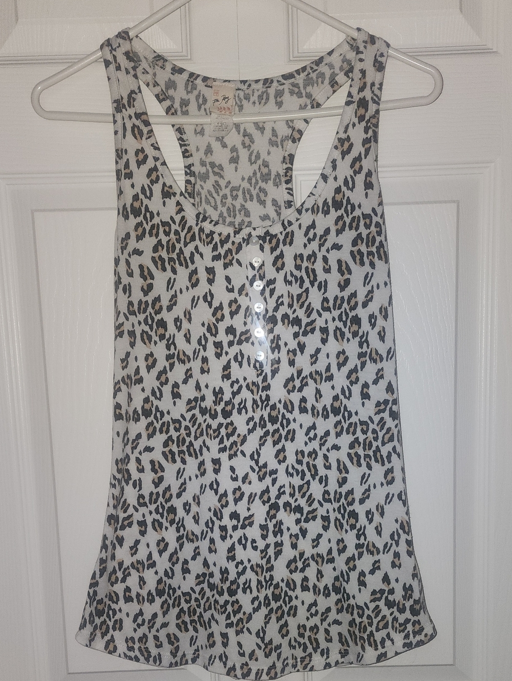 Sleeveless Leopard Print Tank Top - White/Black